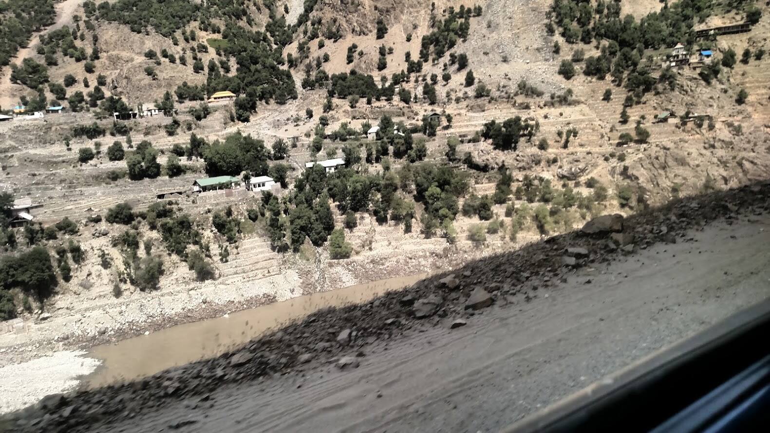 The landslide, five to ten km from Dasu.