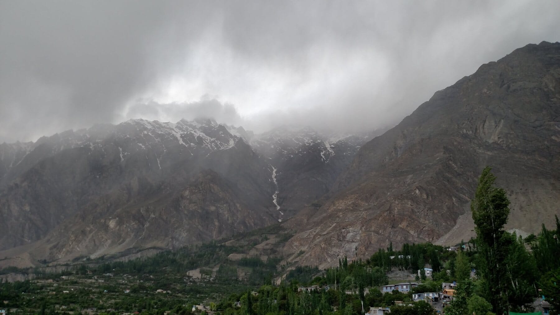 Karimabad, mostly in cloud.