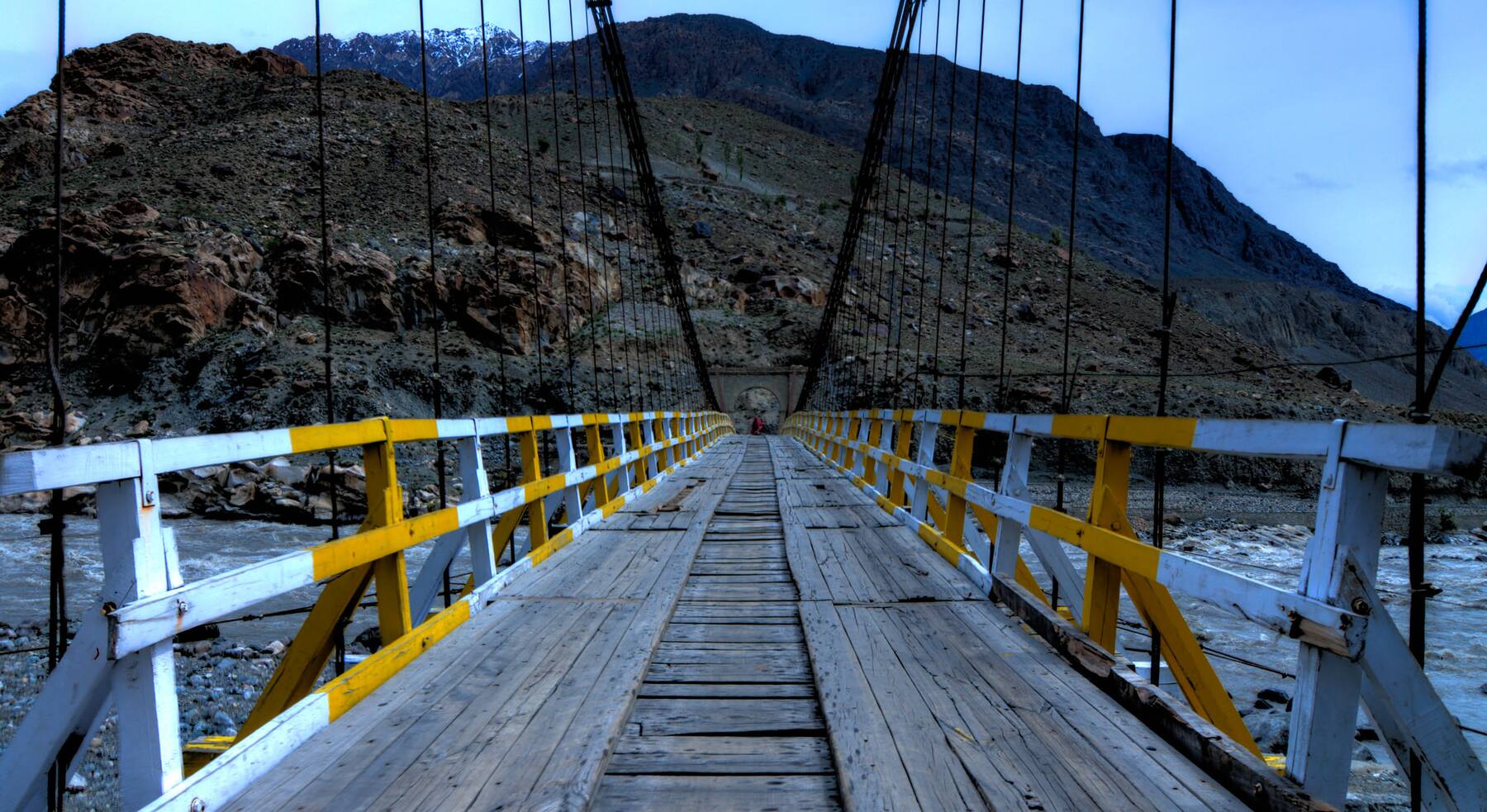 A suspension bridge.