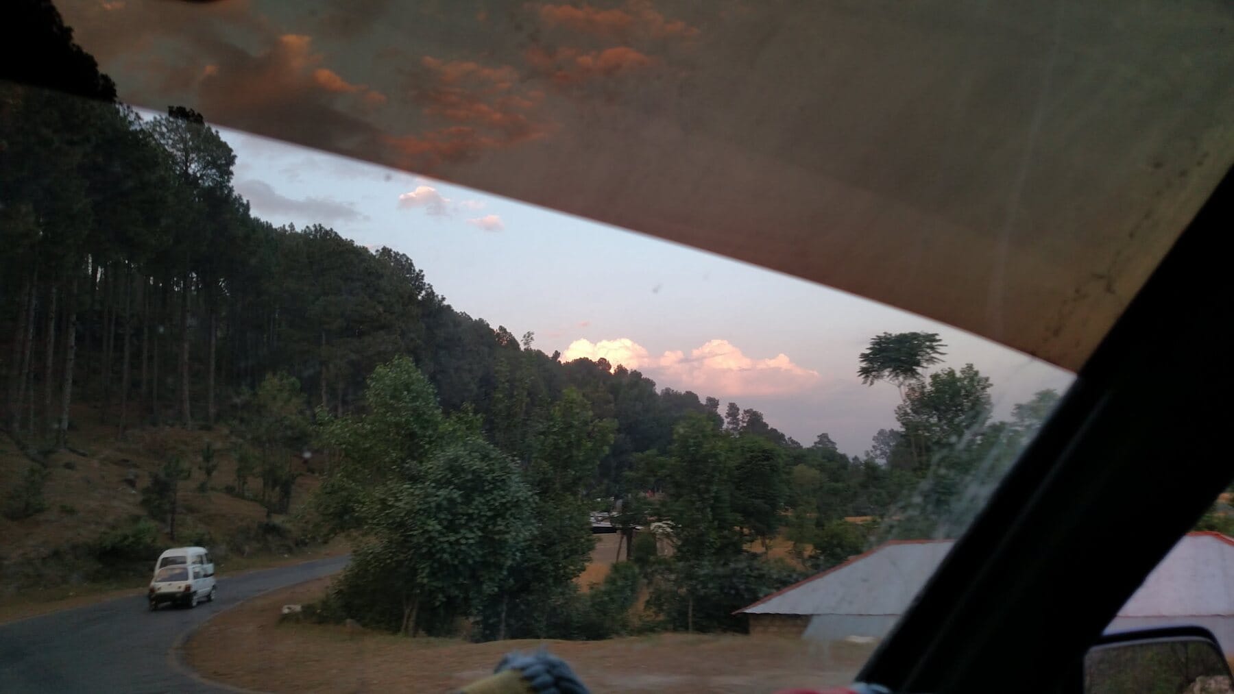 Dusk on the road.