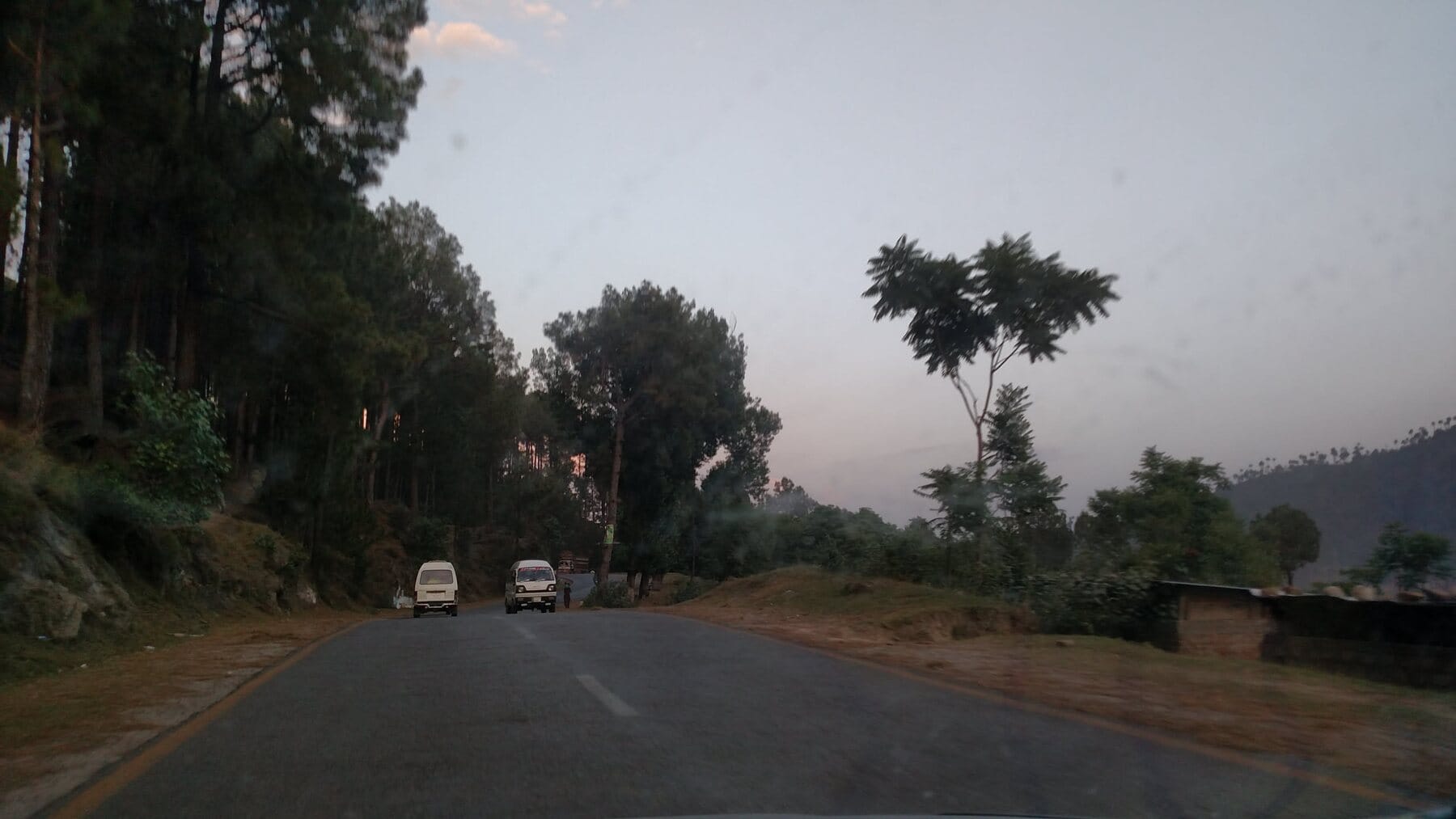 Dusk on the road.