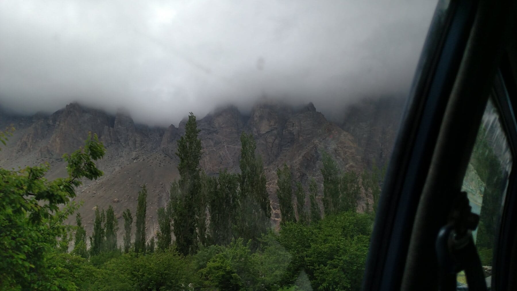 Low cloud on the mountains.